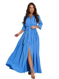 Women's Button-Front Maxi Shirt Dress