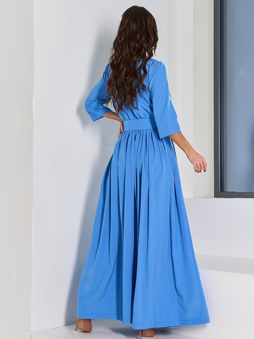 Women's Button-Front Maxi Shirt Dress