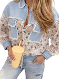 Women's Embroidered Mesh Panel Button-Front Shirt