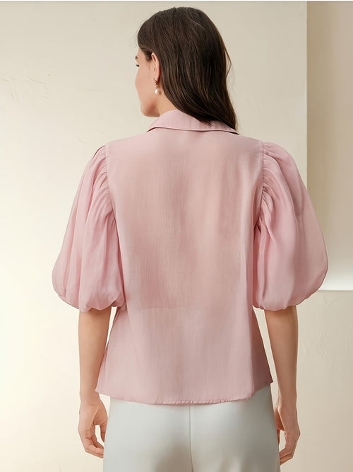 Women's Embroidered Puff Sleeve Blouse