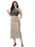 Women's High-Waisted Cargo Midi Skirt