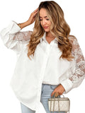 Women's Lace Panel Button-Down Shirt