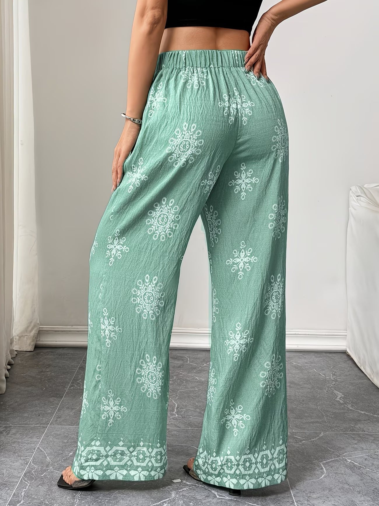 Women's Wide-Leg Pants with Geometric Print